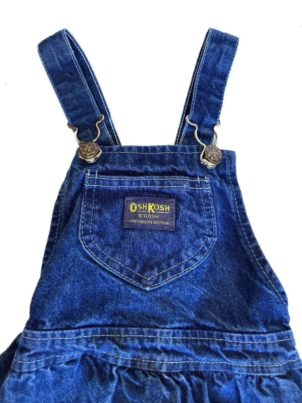 Osh Kosh B’Gosh Baby Girls Blue Denim Overall Dress Jean Sz 6 100% Cotton USA